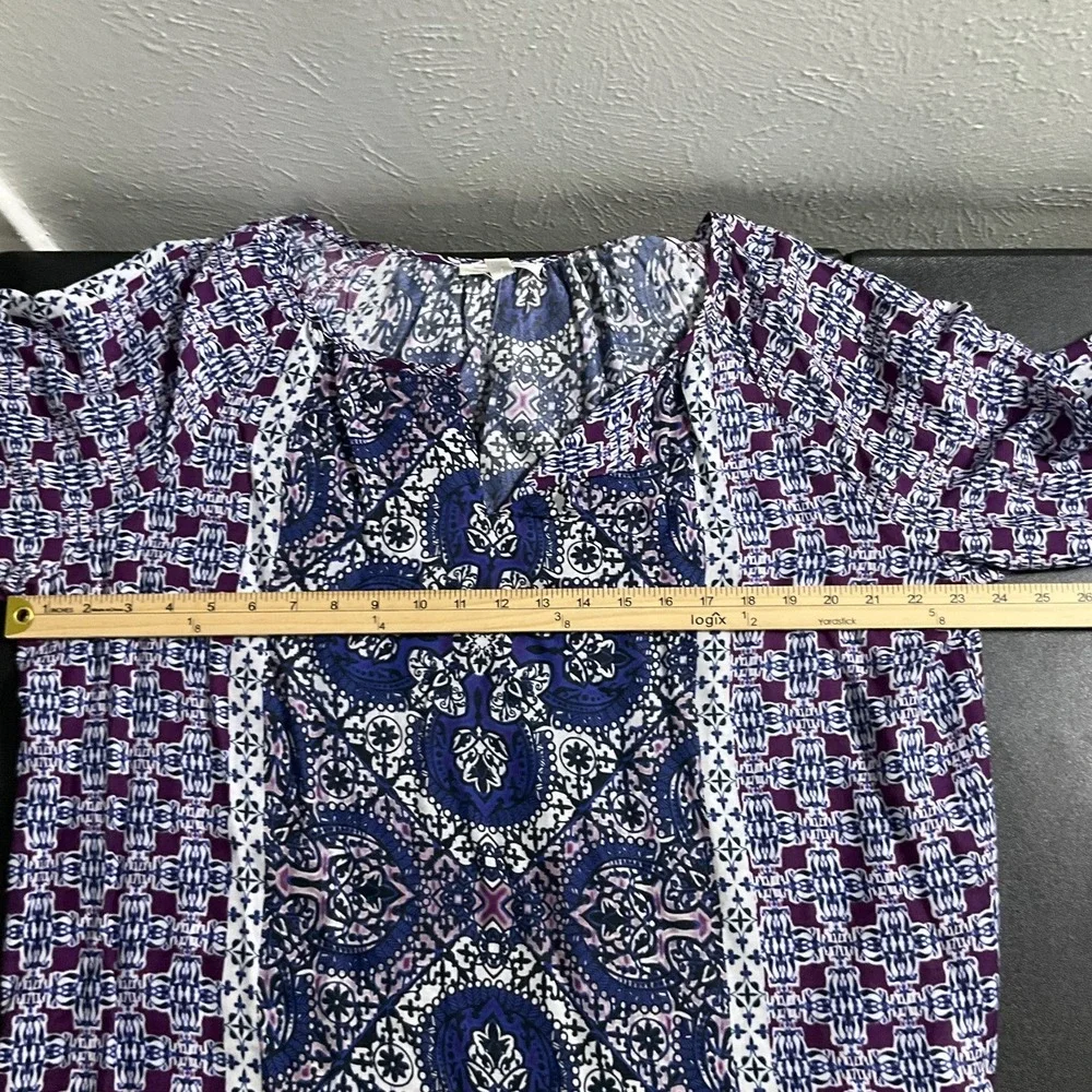 Beach Lunch Lounge Top Womens Sz XL V-Neck Geometric‎ Pattern Sheer Lightweight - Picture 5 of 10